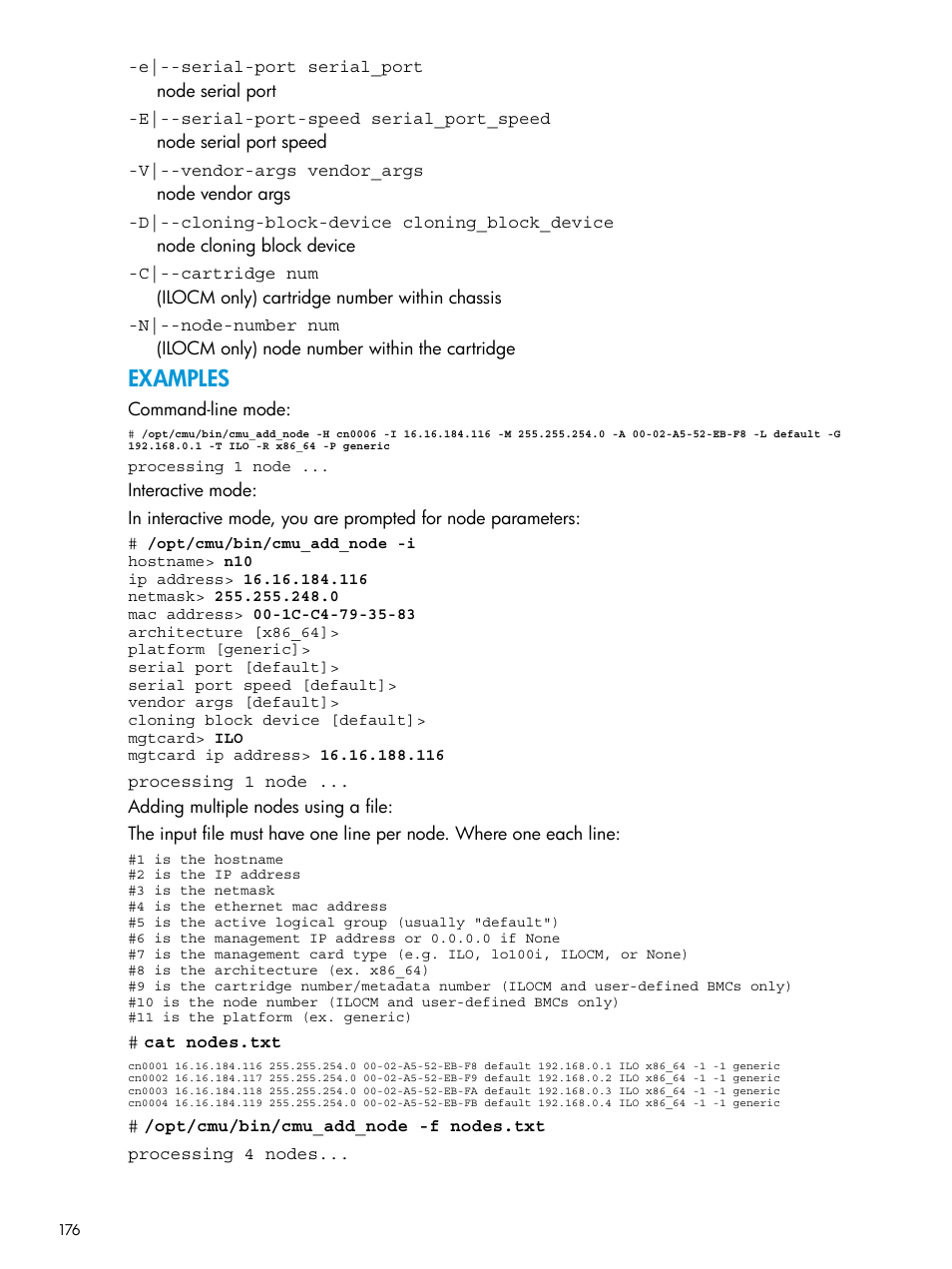 Examples | HP Insight Cluster Management Utility User Manual | Page 176 / 223