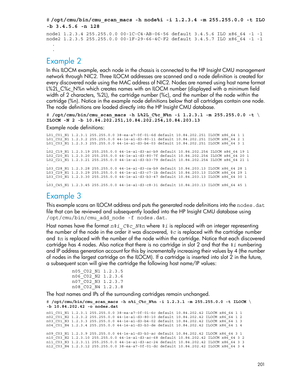 Example 2, Example 3 | HP Insight Cluster Management Utility User Manual | Page 201 / 223