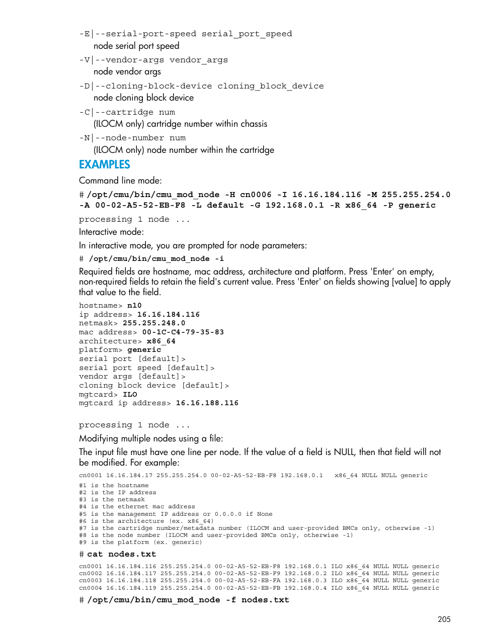 Examples | HP Insight Cluster Management Utility User Manual | Page 205 / 223