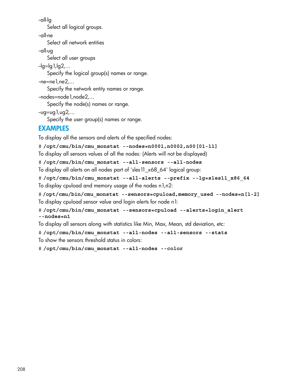 Examples | HP Insight Cluster Management Utility User Manual | Page 208 / 223