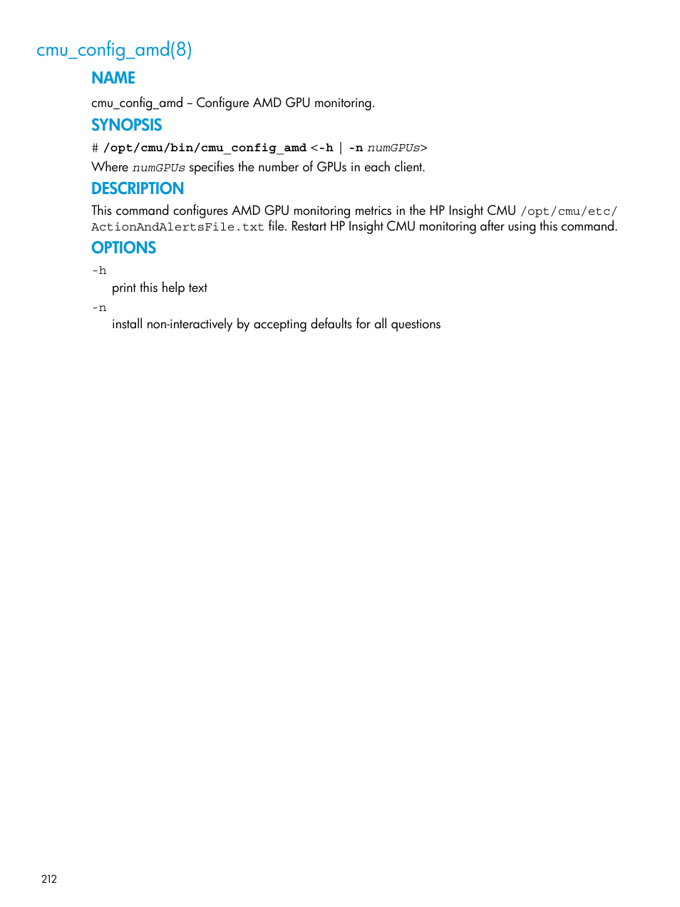 Cmu_config_amd(8) | HP Insight Cluster Management Utility User Manual | Page 212 / 223