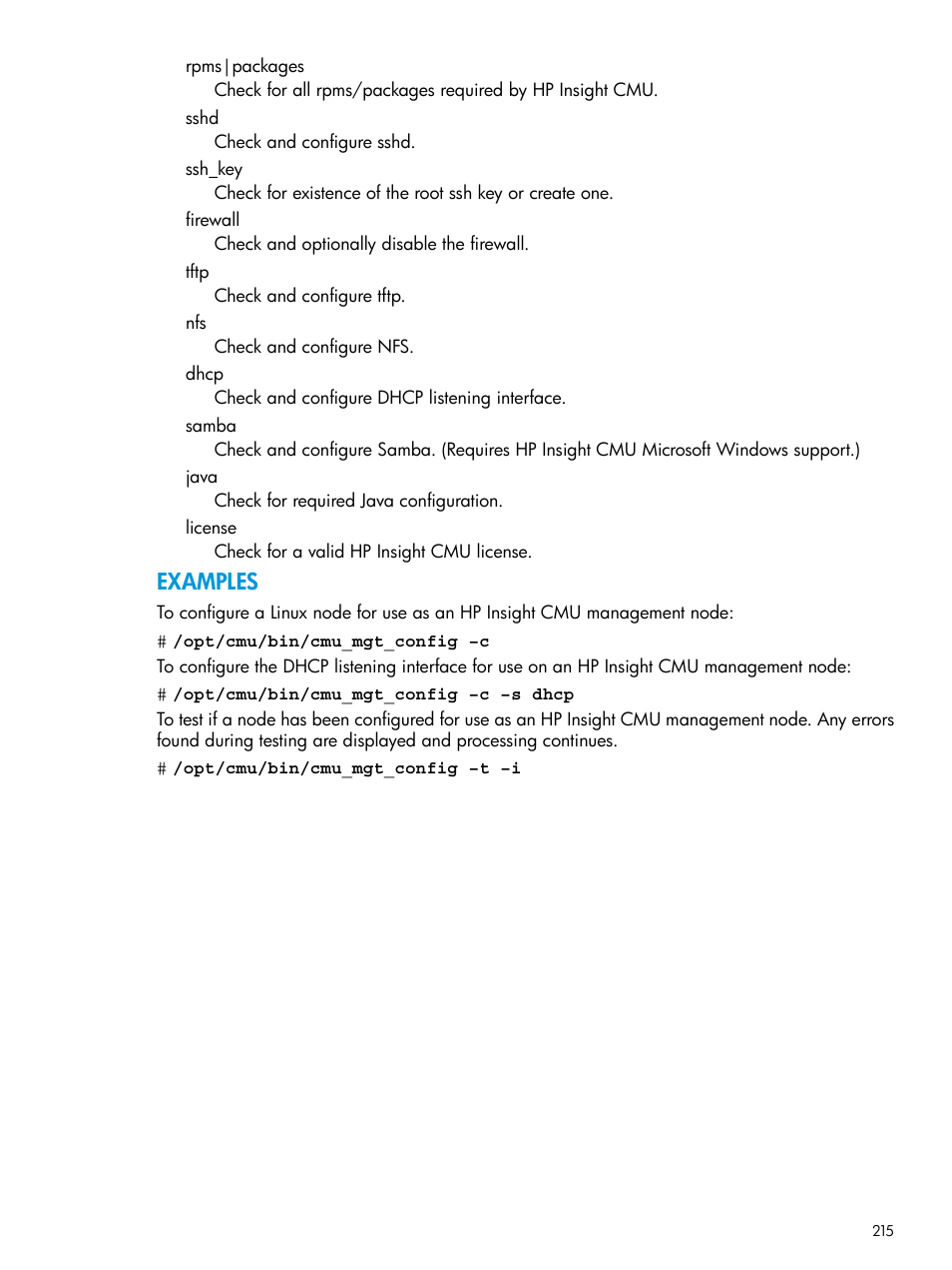 Examples | HP Insight Cluster Management Utility User Manual | Page 215 / 223