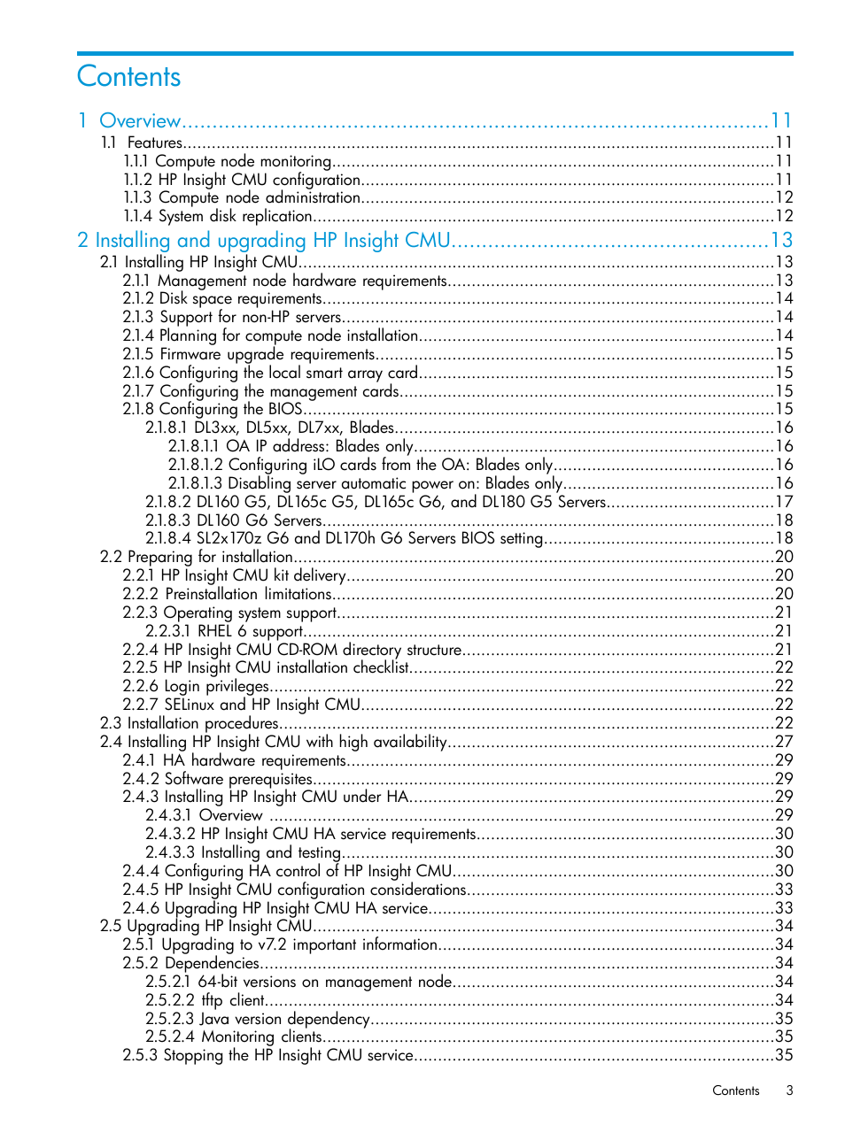 HP Insight Cluster Management Utility User Manual | Page 3 / 223