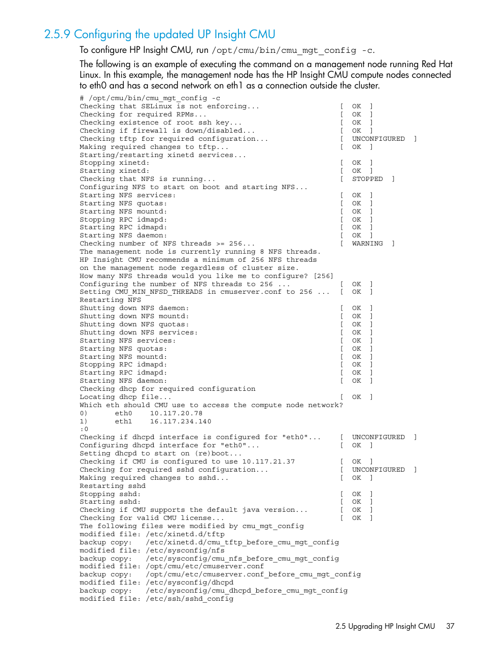 9 configuring the updated up insight cmu | HP Insight Cluster Management Utility User Manual | Page 37 / 223