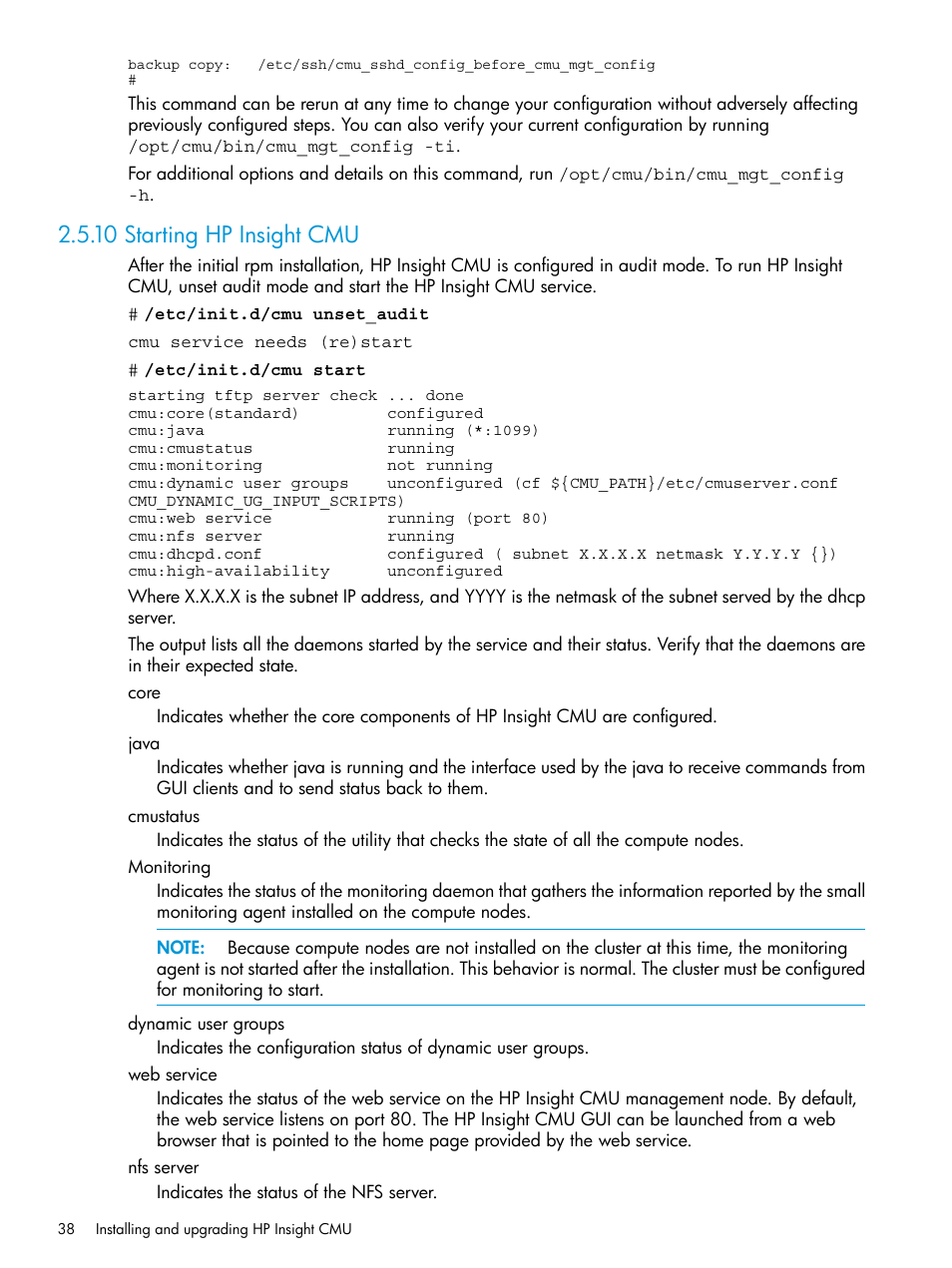 10 starting hp insight cmu | HP Insight Cluster Management Utility User Manual | Page 38 / 223