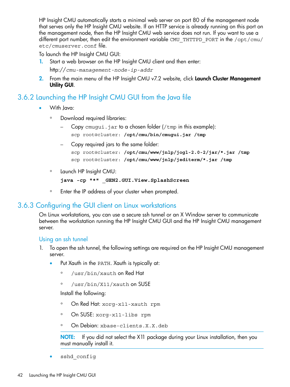 3 configuring the gui client on linux workstations | HP Insight Cluster Management Utility User Manual | Page 42 / 223