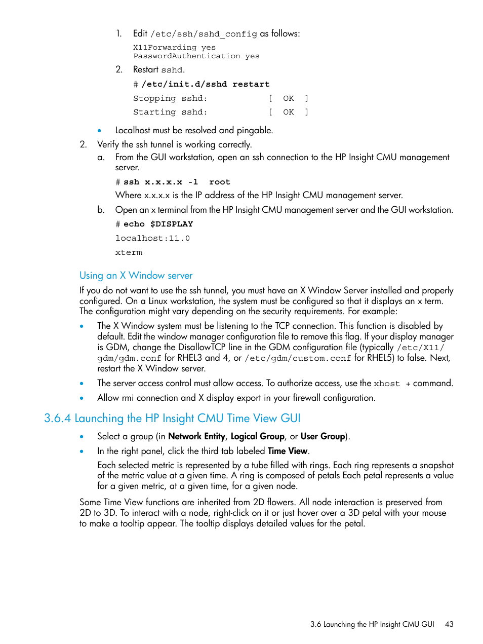 4 launching the hp insight cmu time view gui | HP Insight Cluster Management Utility User Manual | Page 43 / 223