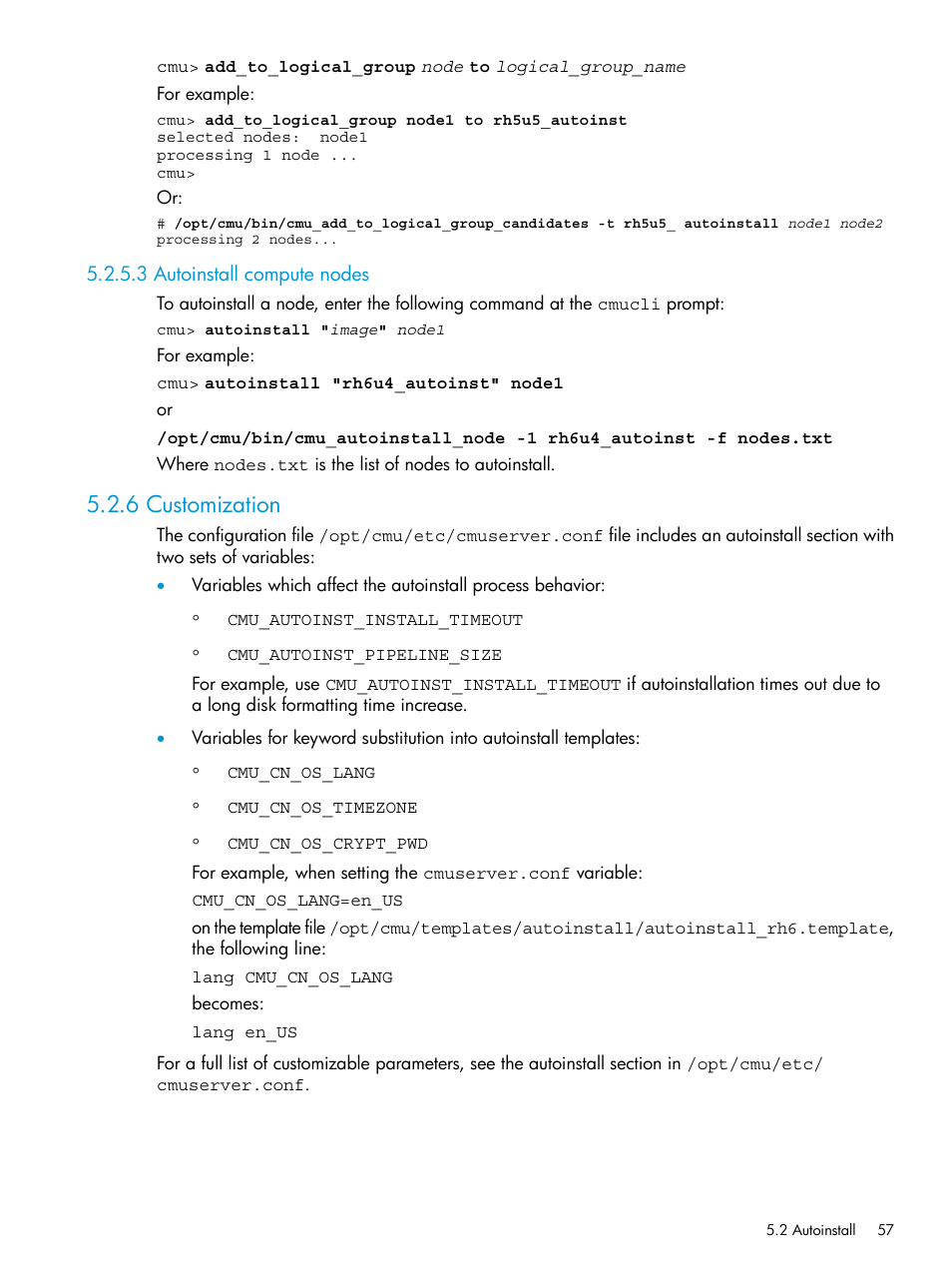 3 autoinstall compute nodes, 6 customization | HP Insight Cluster Management Utility User Manual | Page 57 / 223