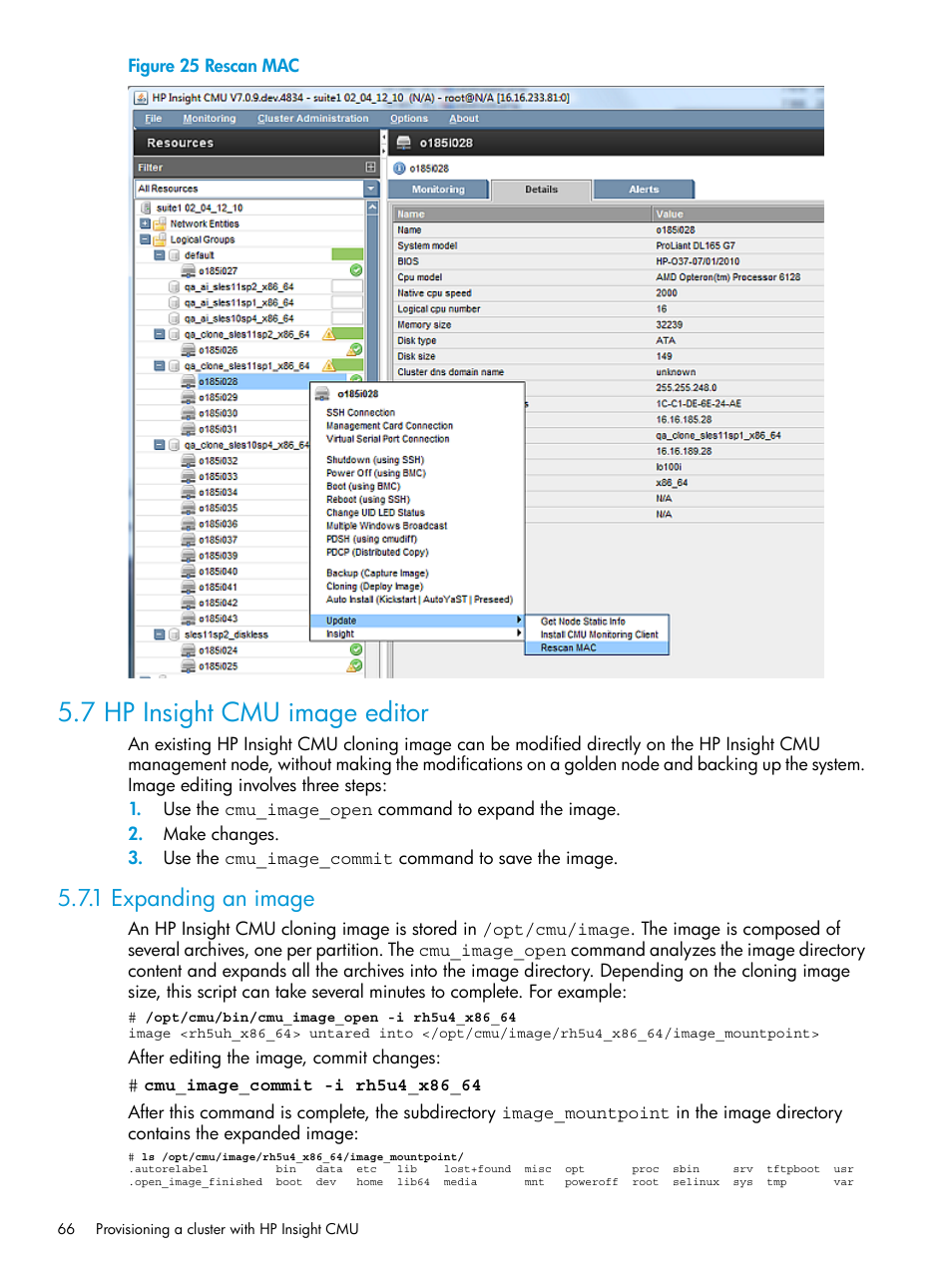 7 hp insight cmu image editor, 1 expanding an image, Rescan mac | HP Insight Cluster Management Utility User Manual | Page 66 / 223