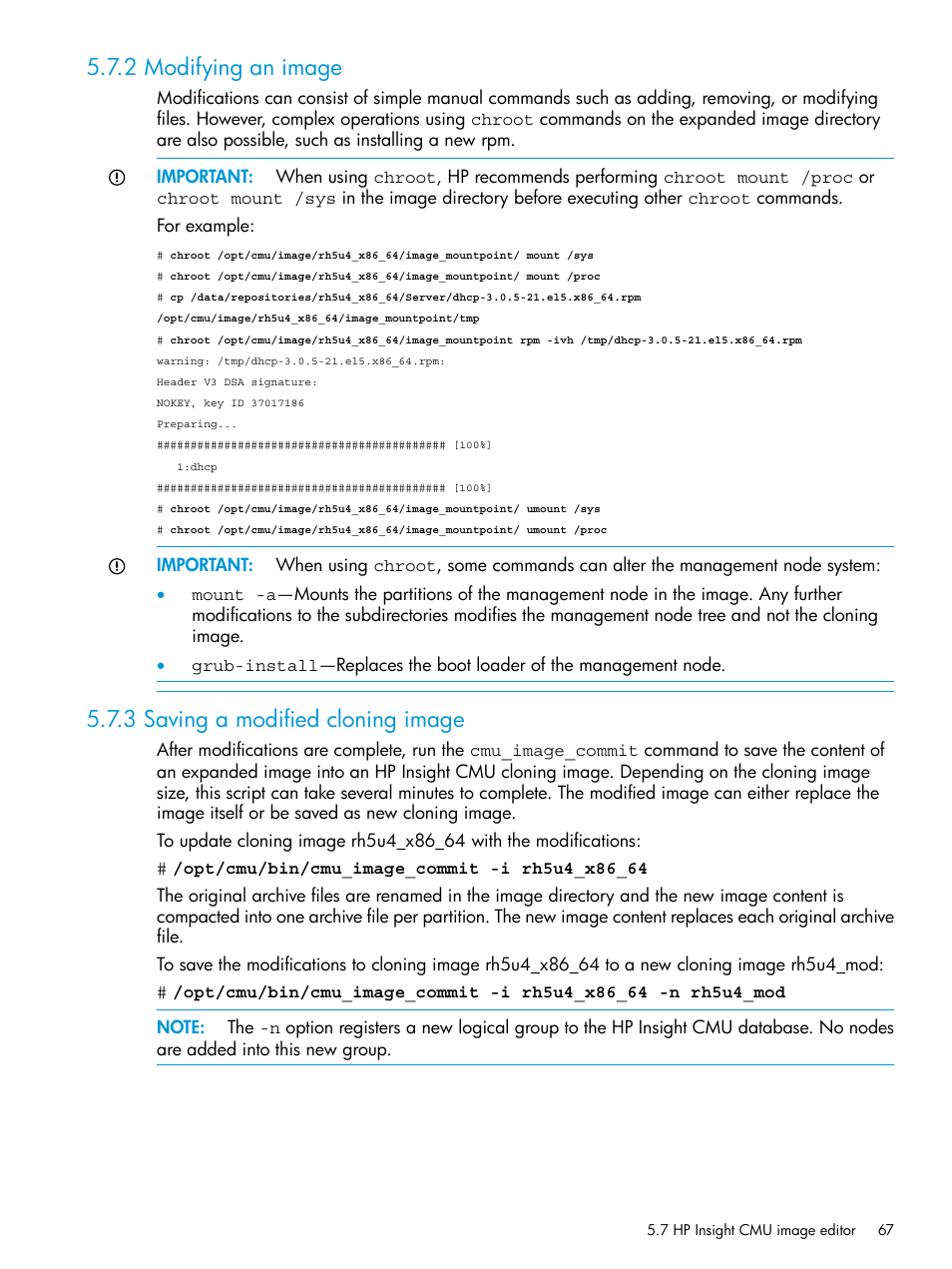 2 modifying an image, 3 saving a modified cloning image | HP Insight Cluster Management Utility User Manual | Page 67 / 223