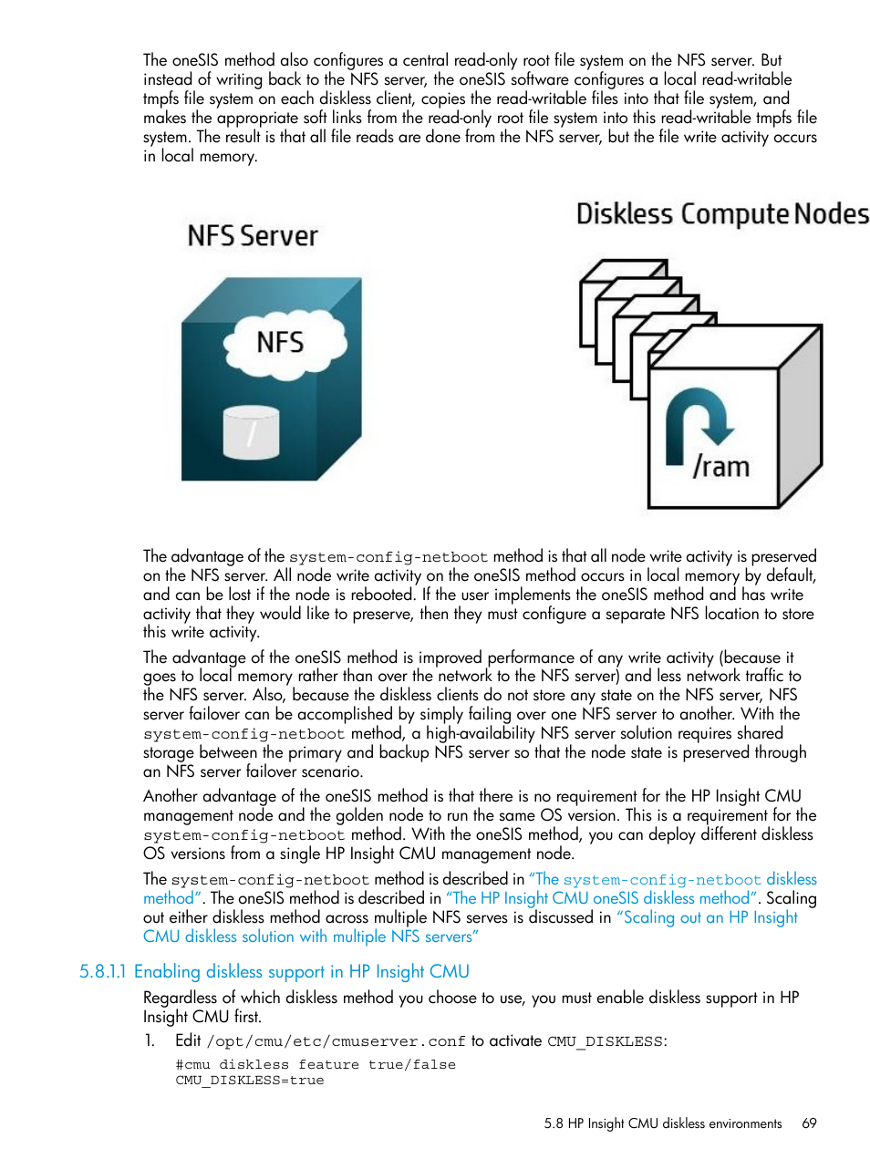 1 enabling diskless support in hp insight cmu | HP Insight Cluster Management Utility User Manual | Page 69 / 223