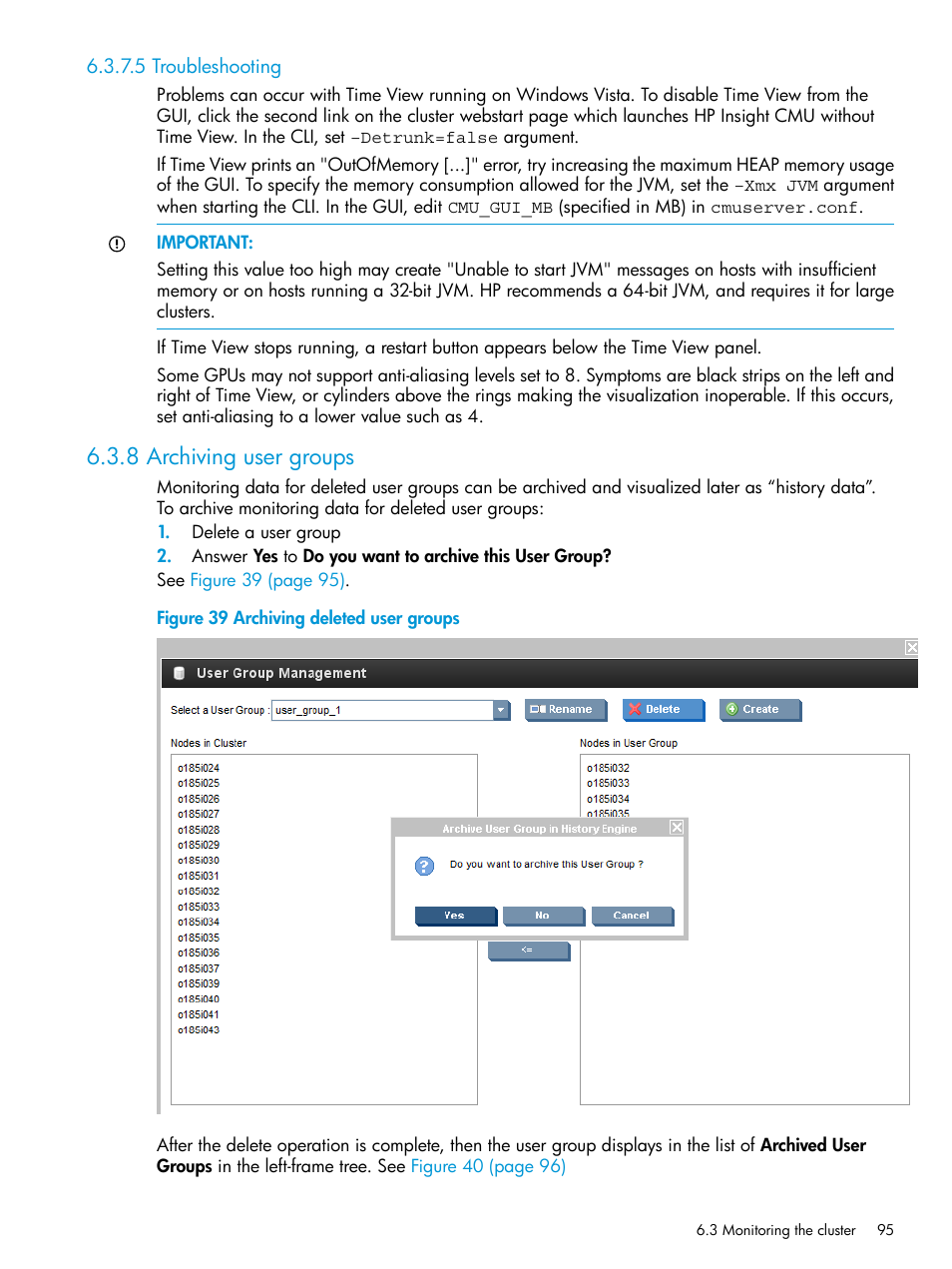 5 troubleshooting, 8 archiving user groups, Archiving deleted user groups | HP Insight Cluster Management Utility User Manual | Page 95 / 223