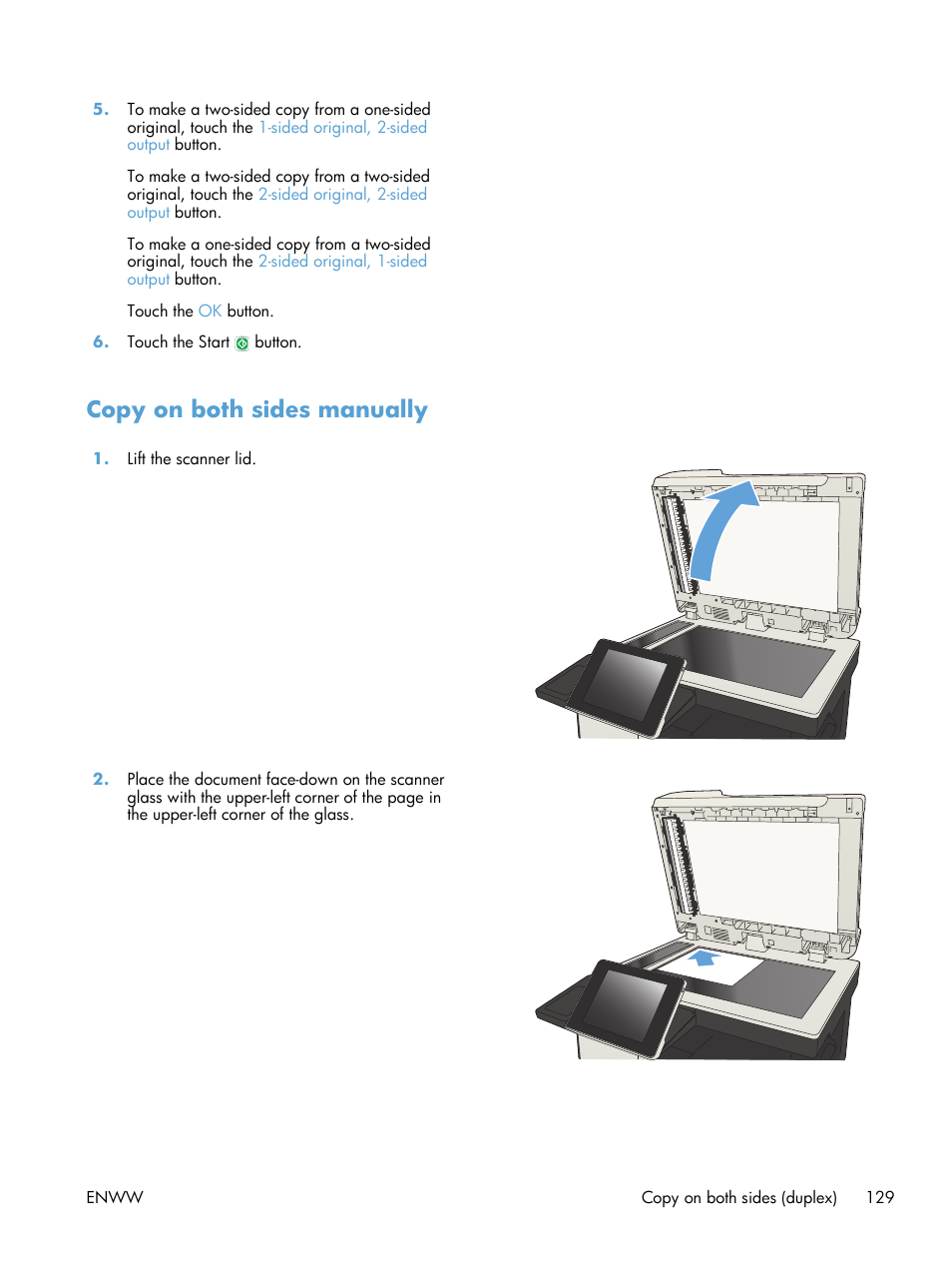 Copy on both sides manually | HP LaserJet Enterprise MFP M725 series User Manual | Page 143 / 318