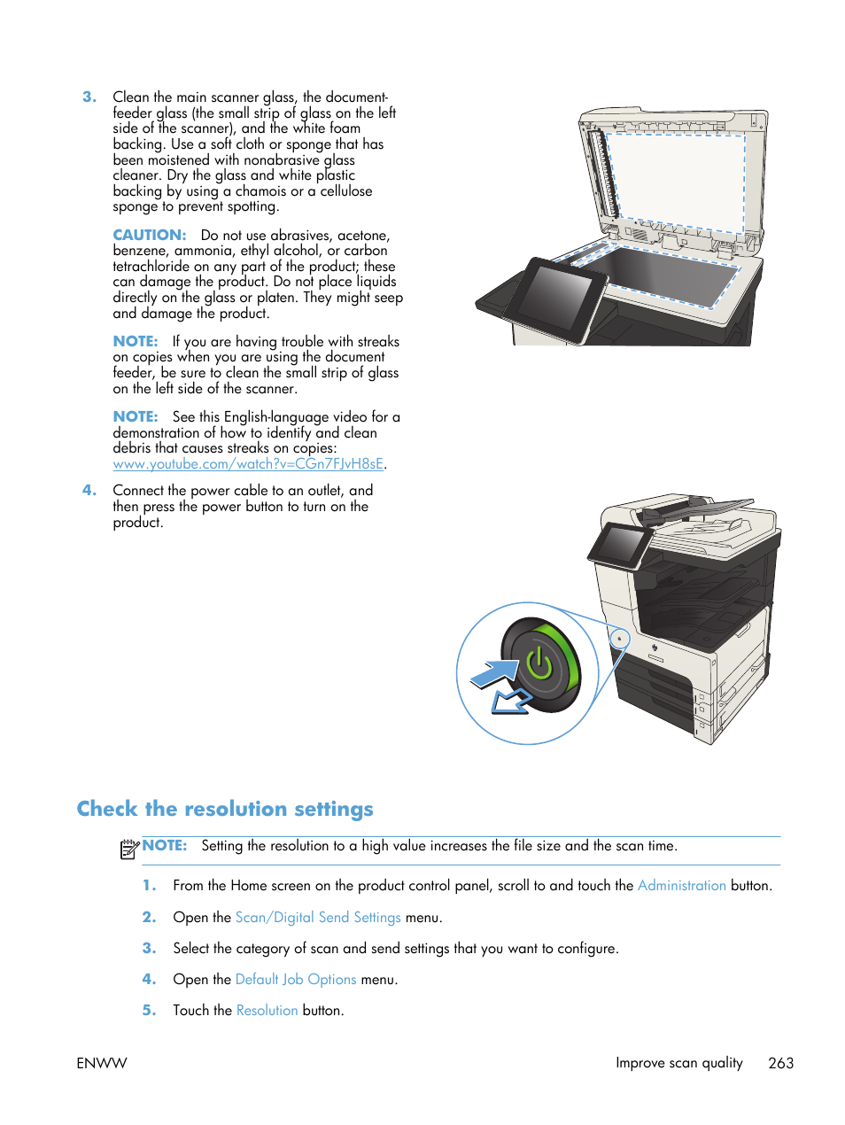 Check the resolution settings | HP LaserJet Enterprise MFP M725 series User Manual | Page 277 / 318