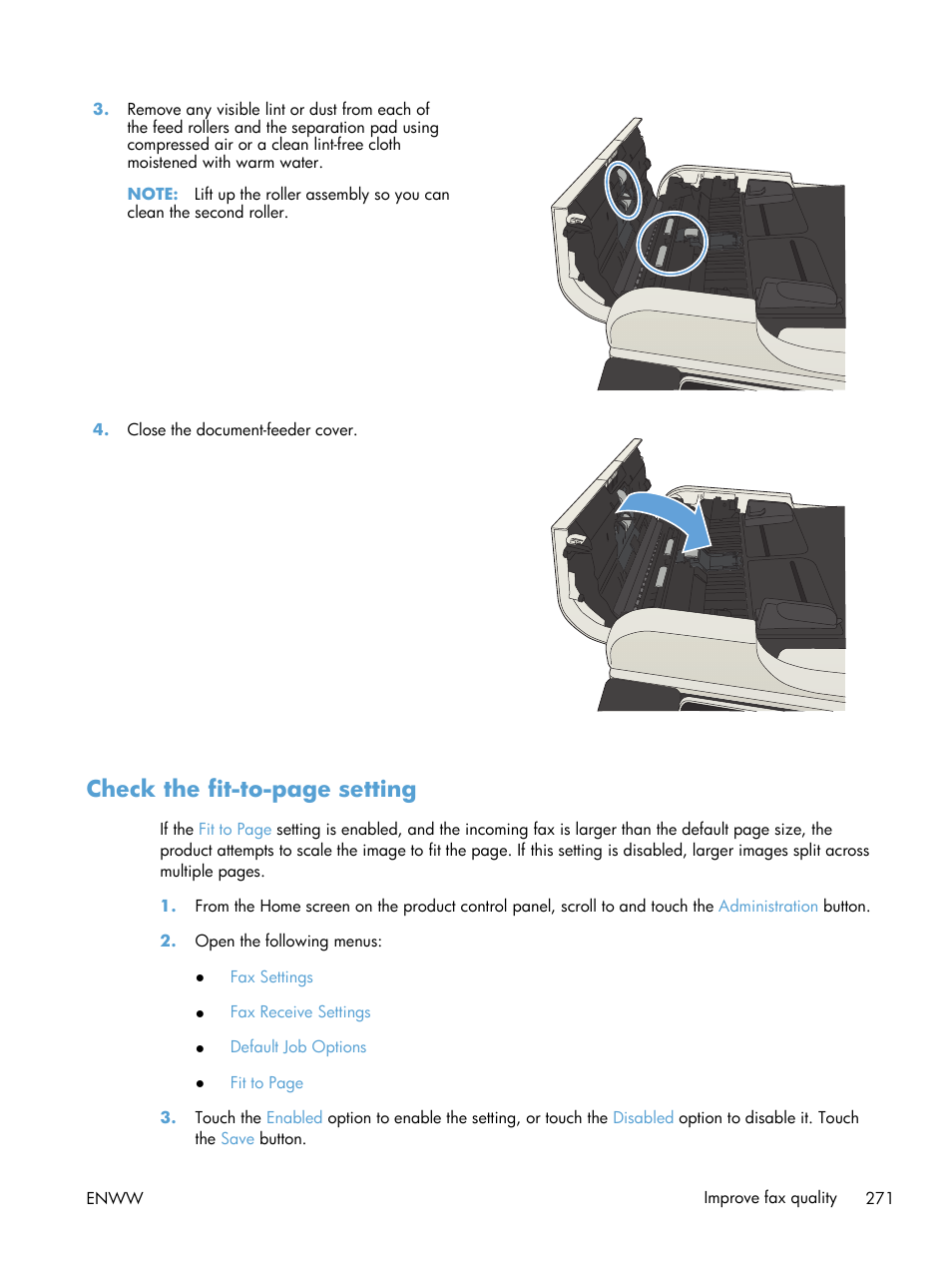 Check the fit-to-page setting | HP LaserJet Enterprise MFP M725 series User Manual | Page 285 / 318