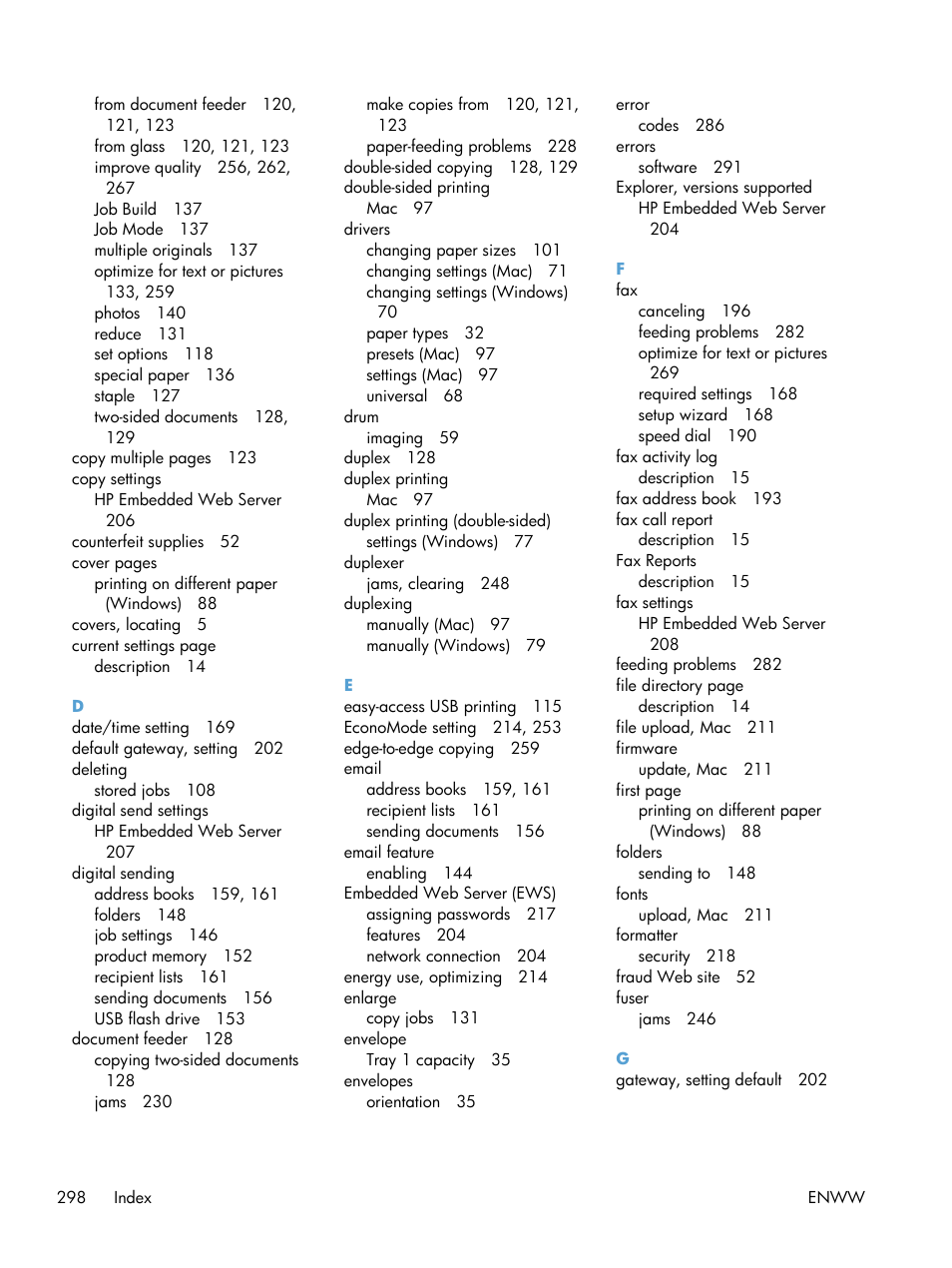 HP LaserJet Enterprise MFP M725 series User Manual | Page 312 / 318