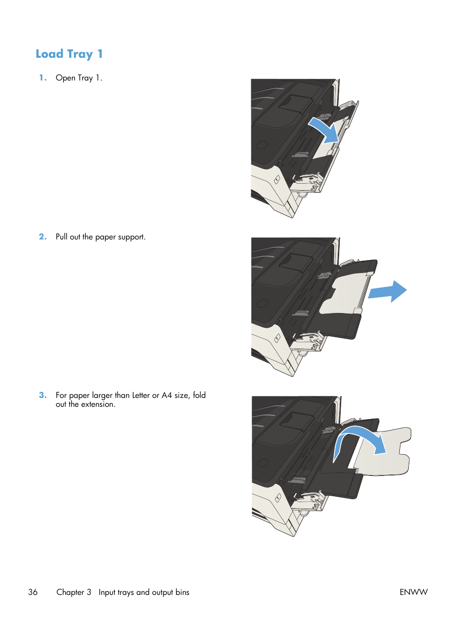 Load tray 1 | HP LaserJet Enterprise MFP M725 series User Manual | Page 50 / 318