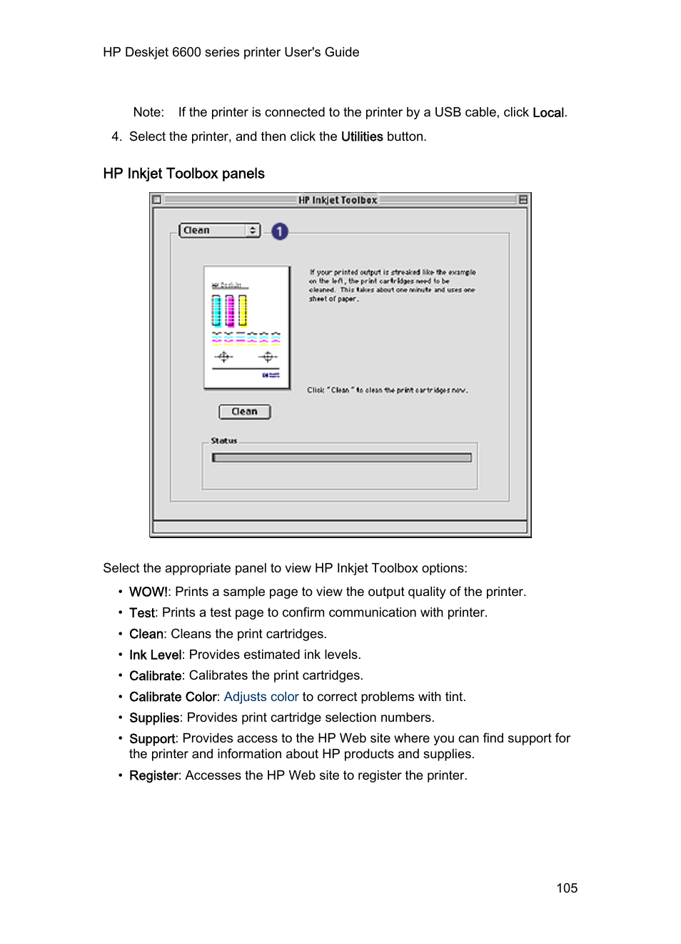 Hp inkjet toolbox panels | HP Deskjet 6620 Color Inkjet Printer User Manual | Page 105 / 155