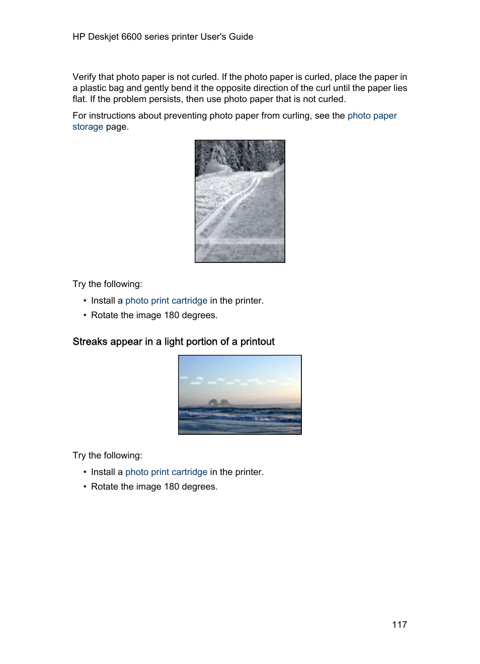 Streaks appear in a light portion of a printout | HP Deskjet 6620 Color Inkjet Printer User Manual | Page 117 / 155