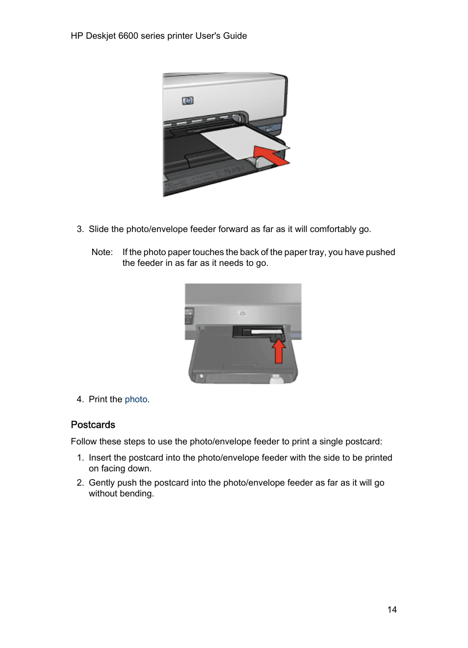Postcards | HP Deskjet 6620 Color Inkjet Printer User Manual | Page 14 / 155