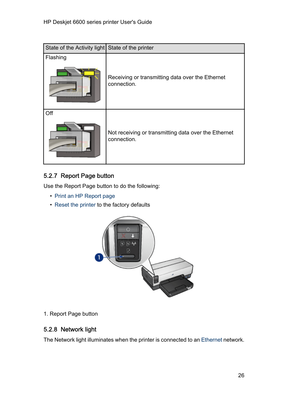 8 network light, Network light | HP Deskjet 6620 Color Inkjet Printer User Manual | Page 26 / 155