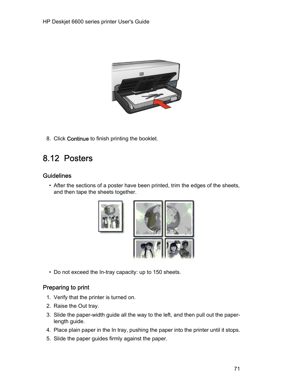 12 posters, Guidelines, Preparing to print | Posters | HP Deskjet 6620 Color Inkjet Printer User Manual | Page 71 / 155