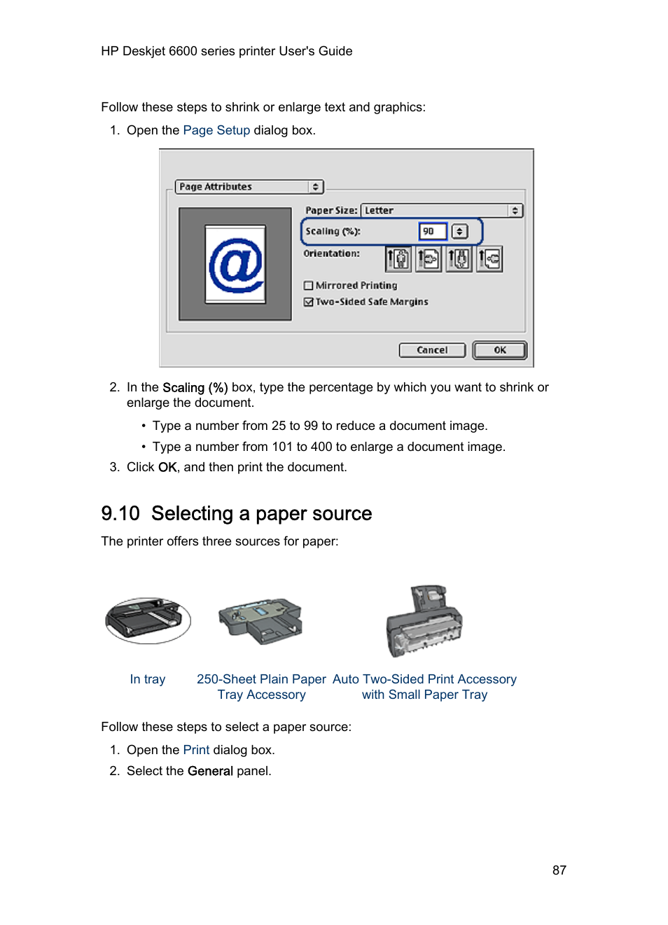 10 selecting a paper source, Paper source | HP Deskjet 6620 Color Inkjet Printer User Manual | Page 87 / 155