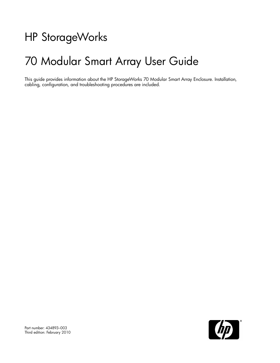 HP 70 Modular Smart Array User Manual | 60 pages