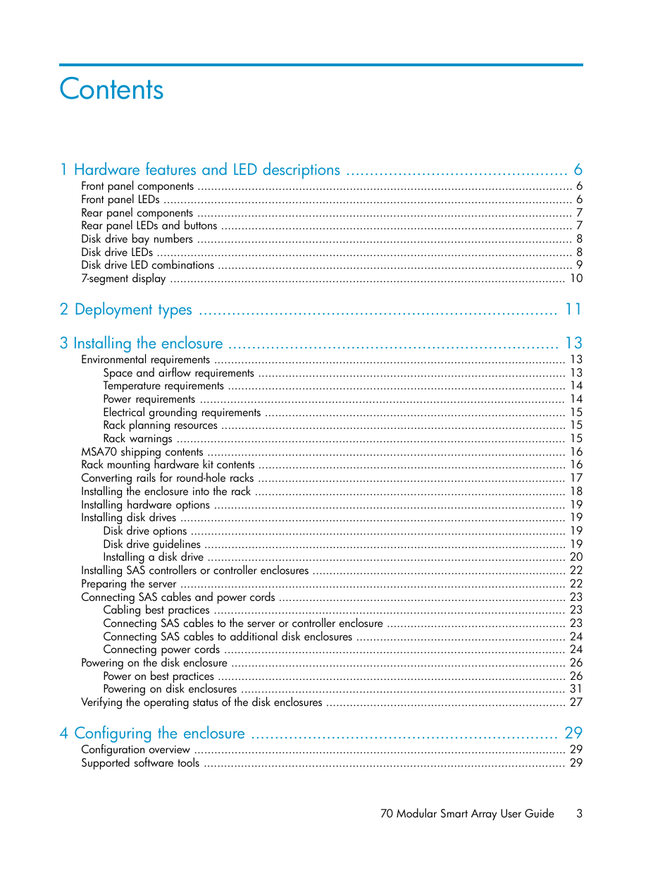 HP 70 Modular Smart Array User Manual | Page 3 / 60