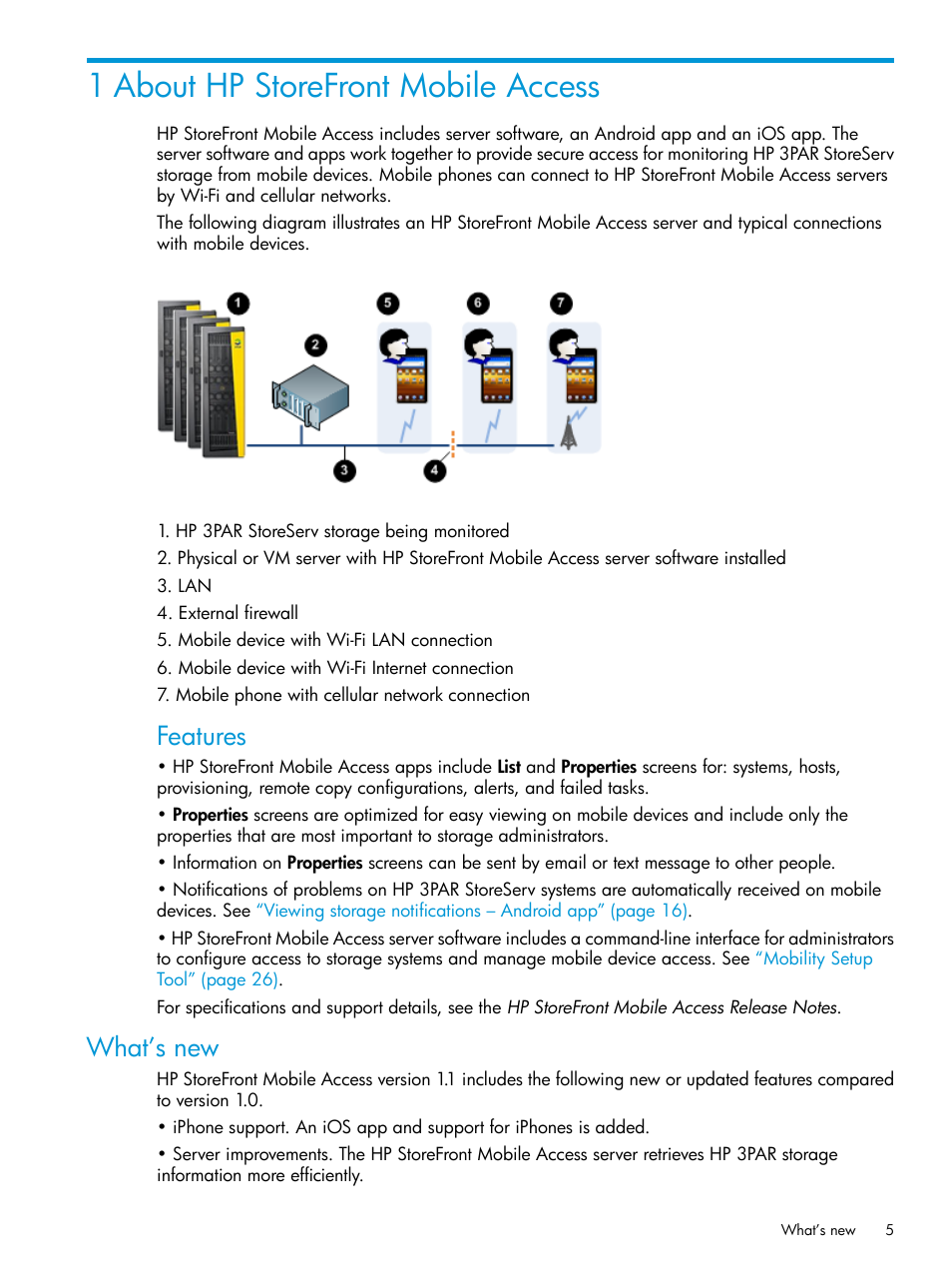 1 about hp storefront mobile access, What’s new, Features | HP StoreFront Mobile Access Software User Manual | Page 5 / 44