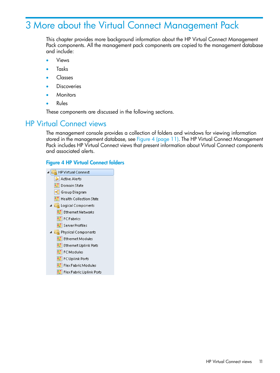 3 more about the virtual connect management pack, Hp virtual connect views | HP OneView for Microsoft System Center User Manual | Page 11 / 48