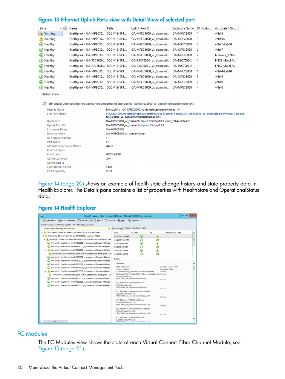 Fc modules | HP OneView for Microsoft System Center User Manual | Page 20 / 48