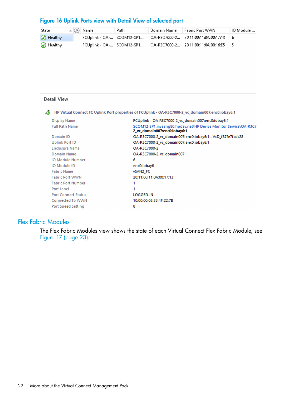 Flex fabric modules | HP OneView for Microsoft System Center User Manual | Page 22 / 48