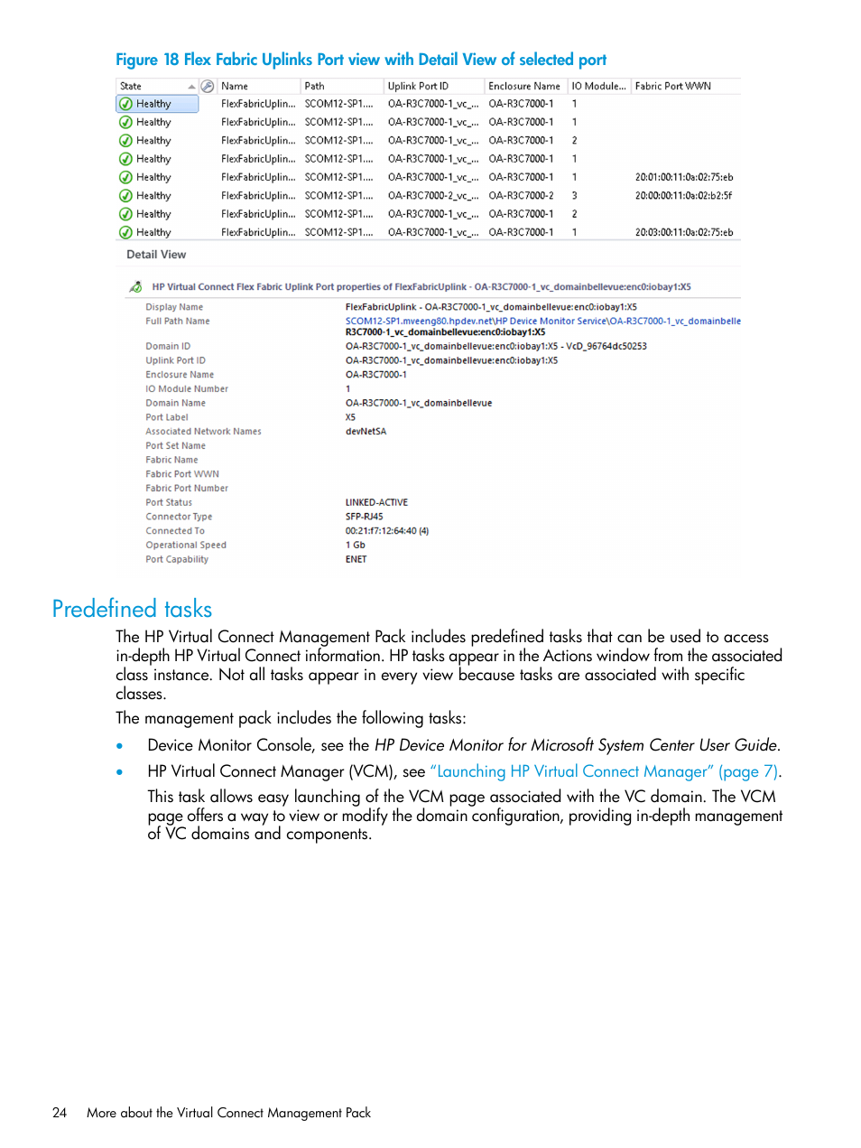 Predefined tasks | HP OneView for Microsoft System Center User Manual | Page 24 / 48