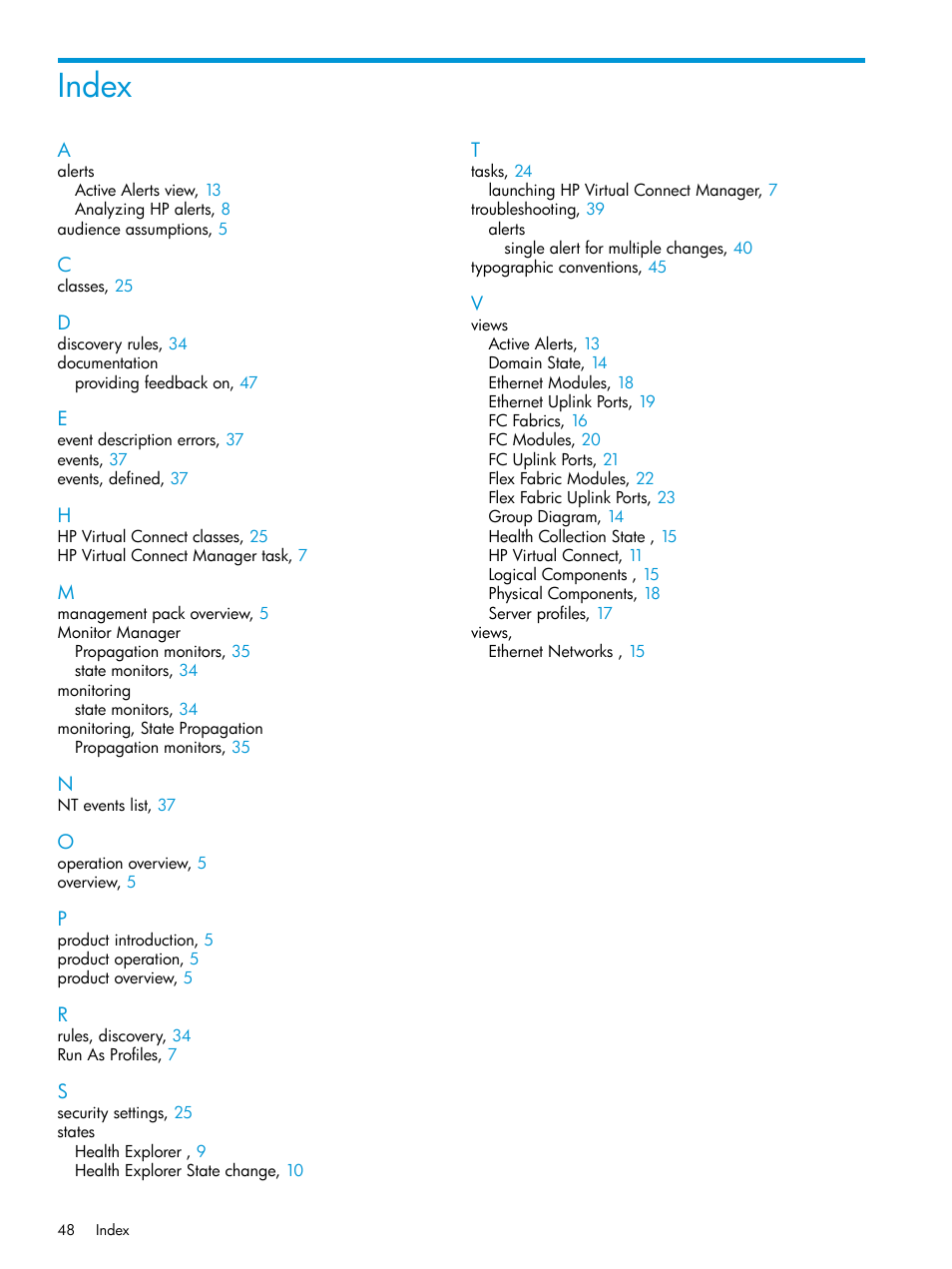 Index | HP OneView for Microsoft System Center User Manual | Page 48 / 48