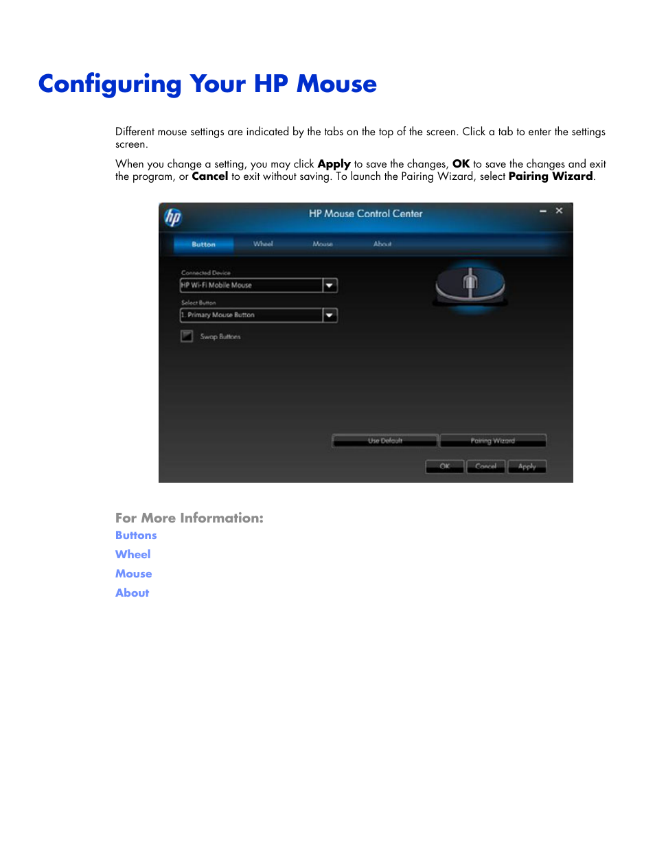 Configuring your hp mouse | HP Wi-Fi Direct Mobile Mouse User Manual | Page 12 / 31