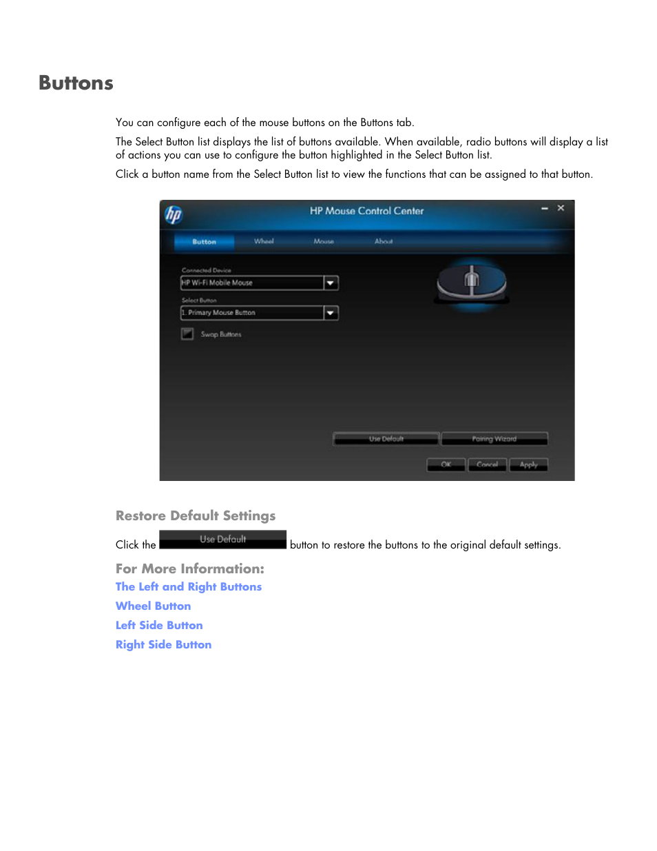Buttons | HP Wi-Fi Direct Mobile Mouse User Manual | Page 13 / 31