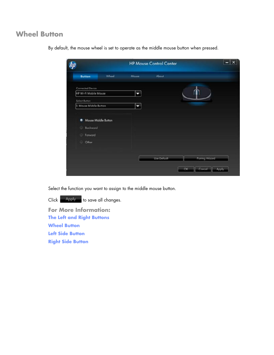 Wheel button | HP Wi-Fi Direct Mobile Mouse User Manual | Page 16 / 31
