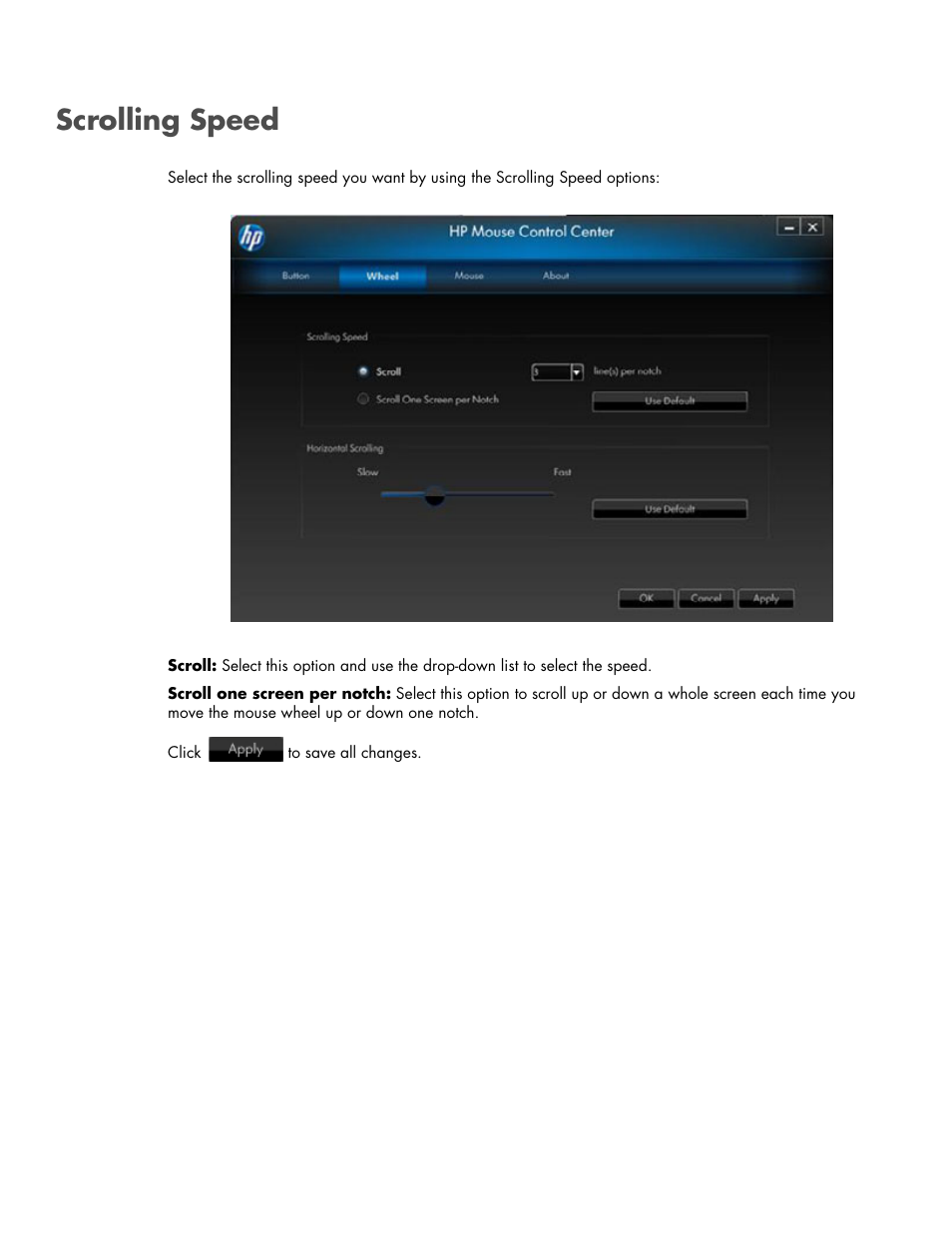 Scrolling speed | HP Wi-Fi Direct Mobile Mouse User Manual | Page 20 / 31