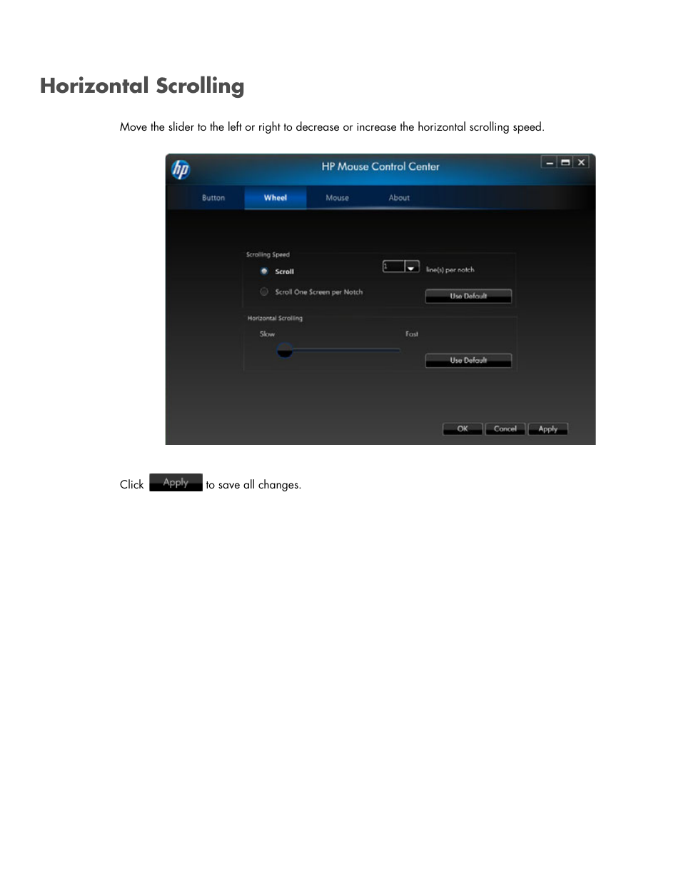 Horizontal scrolling | HP Wi-Fi Direct Mobile Mouse User Manual | Page 21 / 31