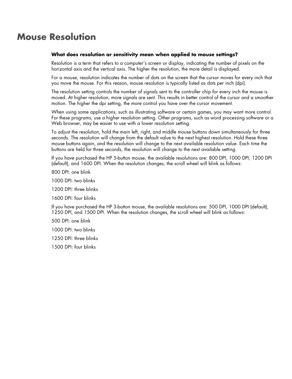 Mouse resolution | HP Wi-Fi Direct Mobile Mouse User Manual | Page 23 / 31