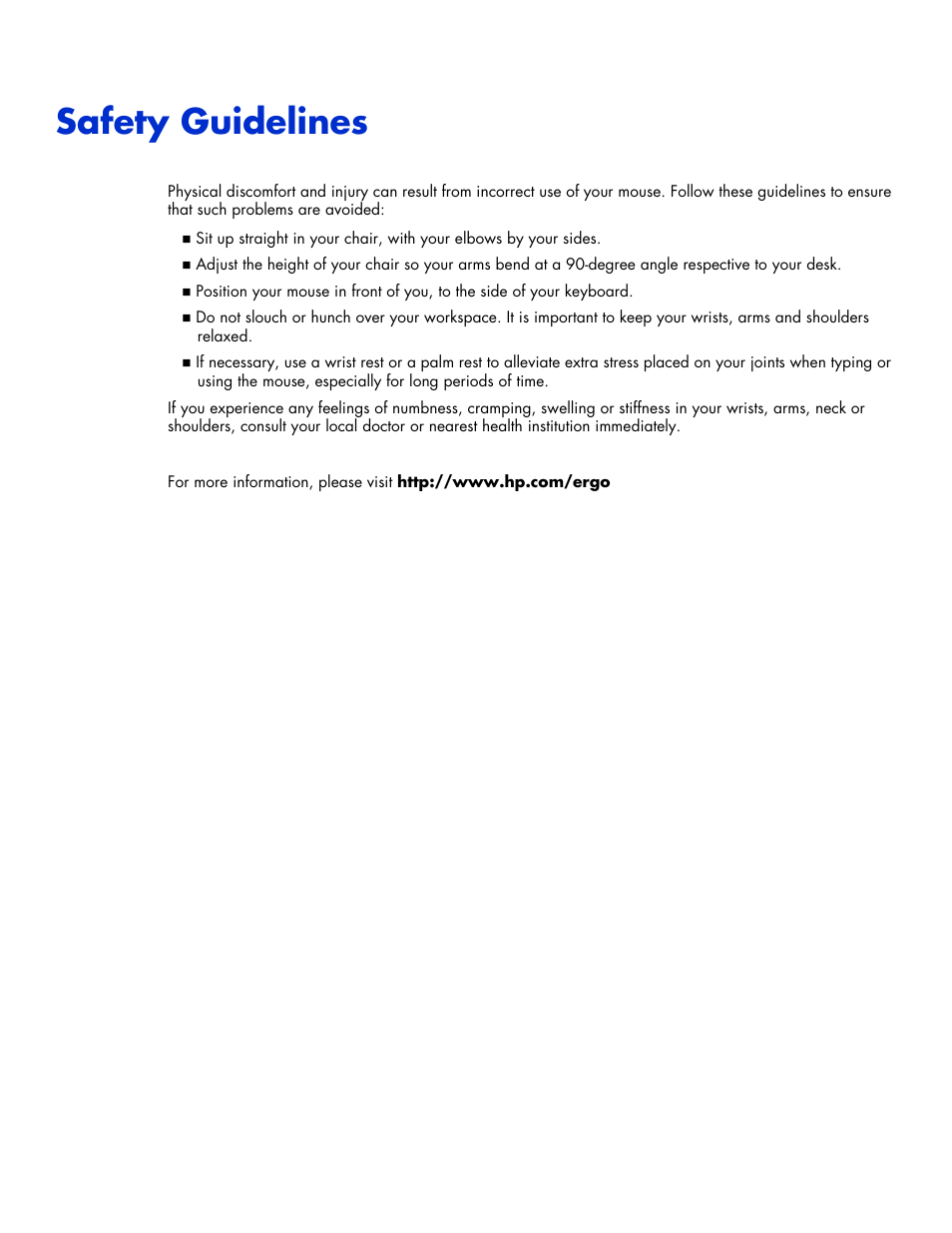 Safety guidelines | HP Wi-Fi Direct Mobile Mouse User Manual | Page 31 / 31