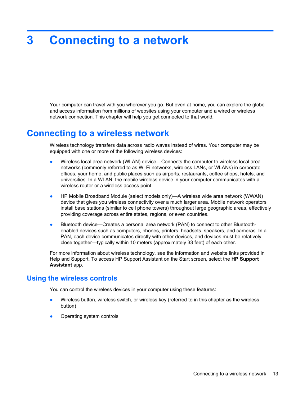 Connecting to a network, Connecting to a wireless network, Using the wireless controls | 3 connecting to a network, 3connecting to a network | HP EliteBook Revolve 810 G1 Tablet User Manual | Page 23 / 101