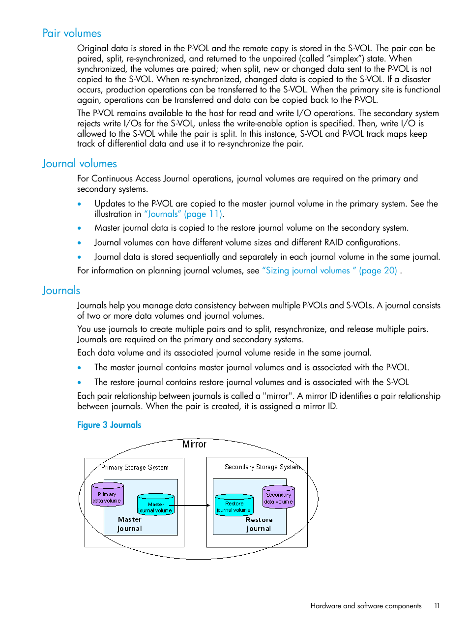 Pair volumes, Journal volumes, Journals | Pair volumes journal volumes journals | HP XP P9500 Storage User Manual | Page 11 / 192