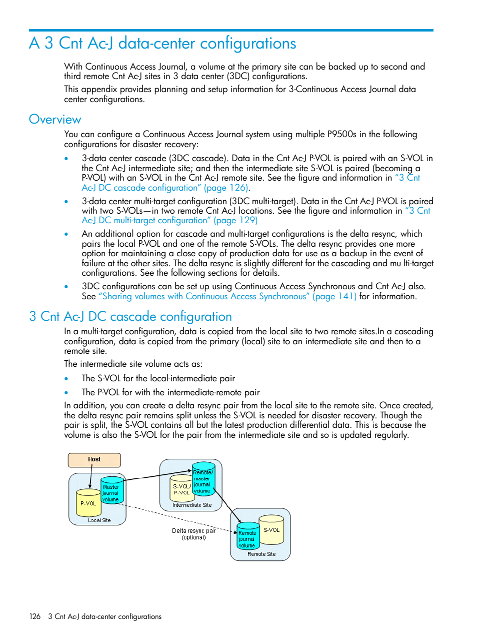 A 3 cnt ac-j data-center configurations, Overview, 3 cnt ac-j dc cascade configuration | Overview 3 cnt ac-j dc cascade configuration | HP XP P9500 Storage User Manual | Page 126 / 192