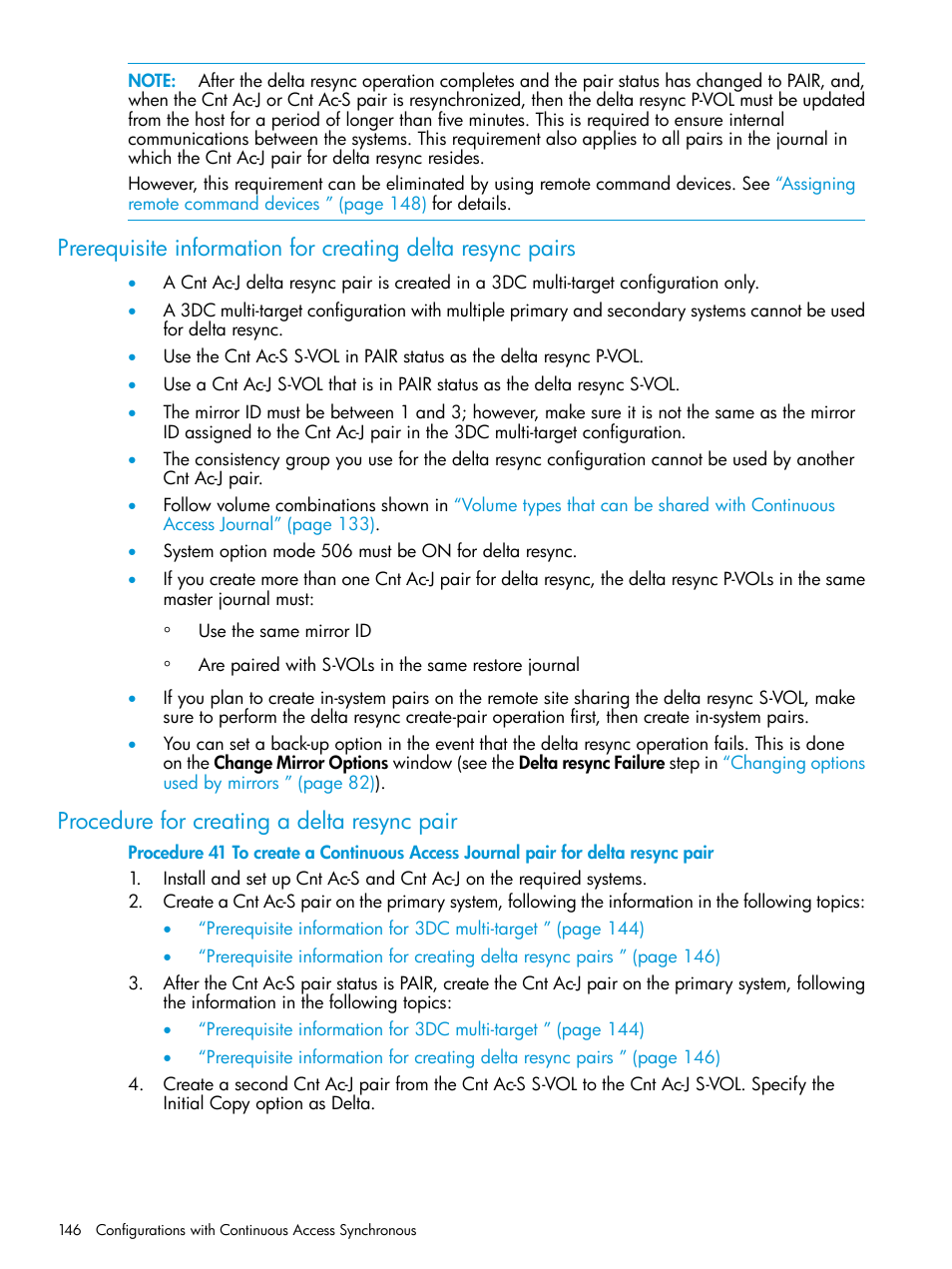 Procedure for creating a delta resync pair | HP XP P9500 Storage User Manual | Page 146 / 192