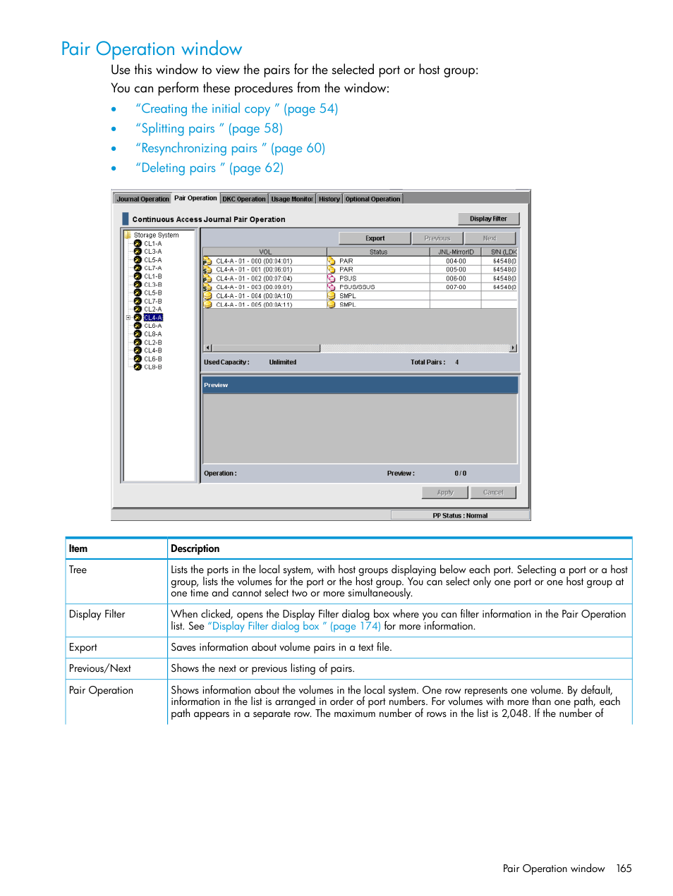 Pair operation window | HP XP P9500 Storage User Manual | Page 165 / 192