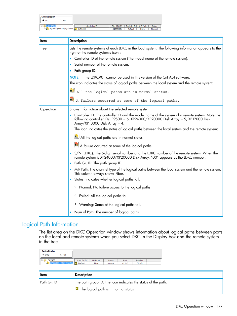 Logical path information | HP XP P9500 Storage User Manual | Page 177 / 192