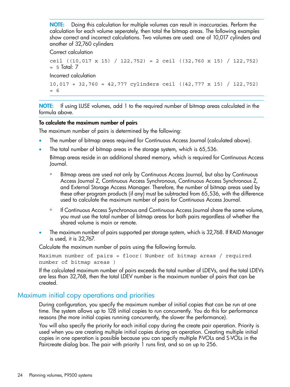 Maximum initial copy operations and priorities | HP XP P9500 Storage User Manual | Page 24 / 192