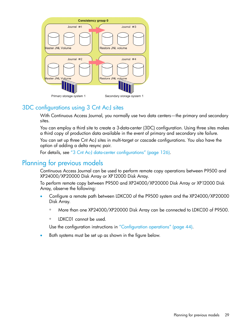 3dc configurations using 3 cnt ac-j sites, Planning for previous models | HP XP P9500 Storage User Manual | Page 29 / 192